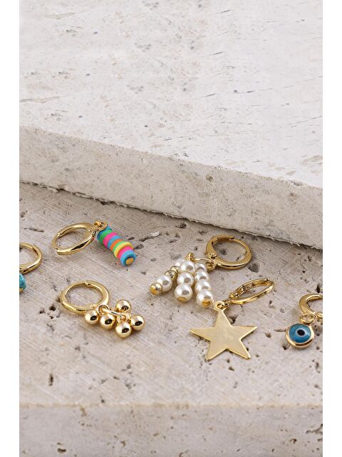 New Obsessions Renkli Nazar Küpe Seti - S000240316-20076