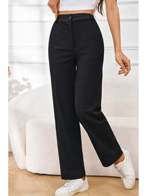 Jane's Kadın Yüksek Bel Paçaya Doğru Genişleyen Ithal Krep Pantolon