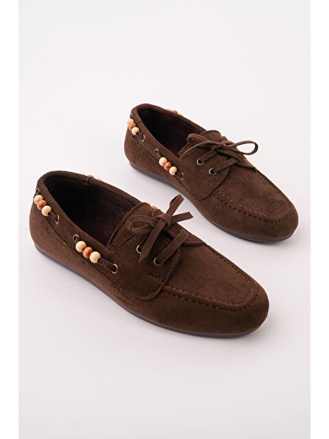 Muggo MULTİ Renkli Boncuk Detaylı Kadın Günlük Bağcıklı Loafer Ayakkabı - S000531567-19413