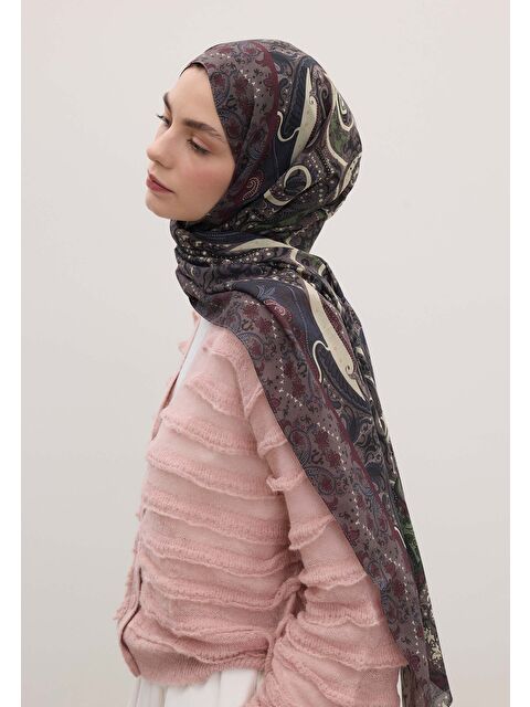 Fresh Scarfs Etnıc Paısley Desen Şal Koyu Mor - S000458366-20040