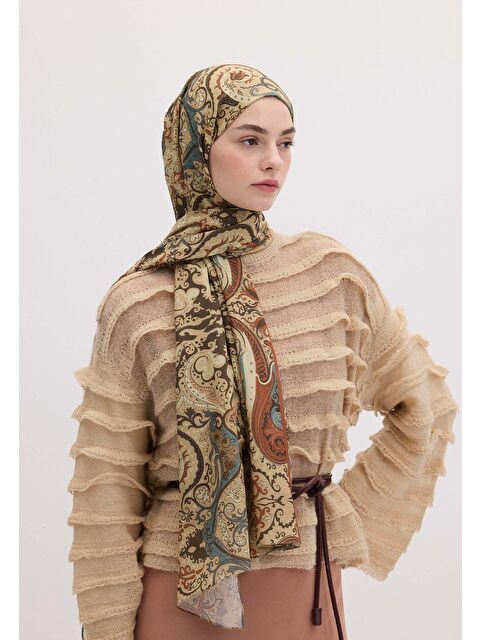 Fresh Scarfs Etnıc Paısley Desen Şal Deve Tüyü - S000458366-20472