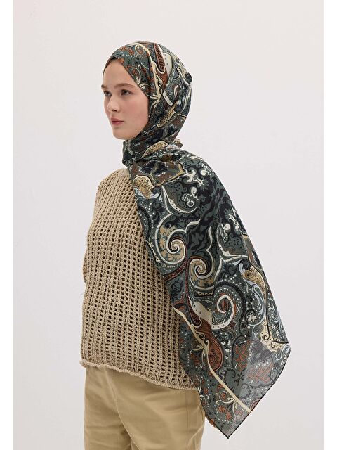 Fresh Scarfs Etnıc Paısley Desen Şal Derin Yeşil - S000458366-18194