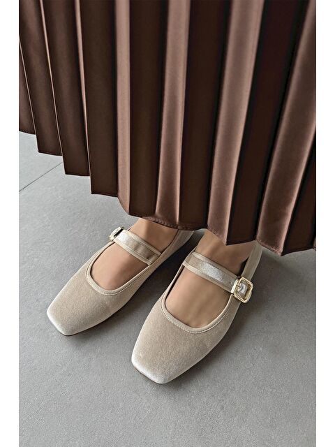 Straswans Carlisa Kadın  Kemer  Detay  Kadife   Babet Bej - S000513160-19928