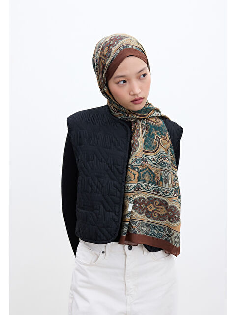 Fresh Scarfs Vera Desen Şal Koyu Kahve - S000458367-29704