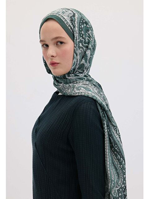 Fresh Scarfs Etnıc Floral Desen Şal Deniz Köpüğü - S000458368-17234