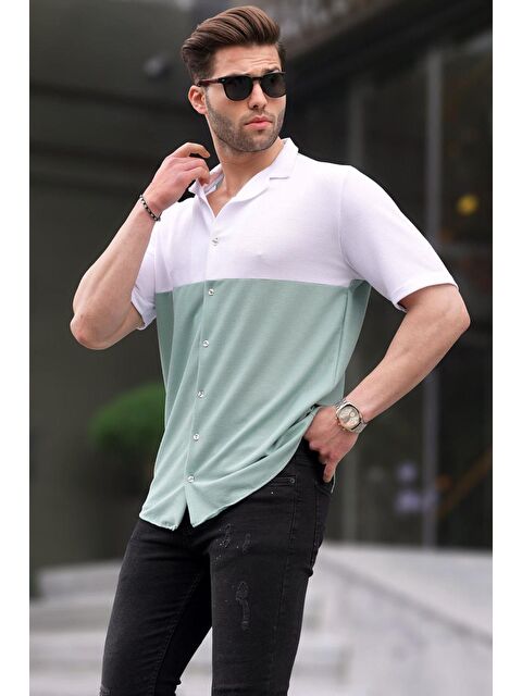 Madmext Su Yeşili Kısa Kollu Erkek Gömlek 6707 - S000127574-20054