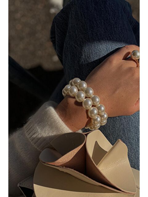 New Obsessions İkili Büyük İnci lastikli Bileklik - S000367479-20063
