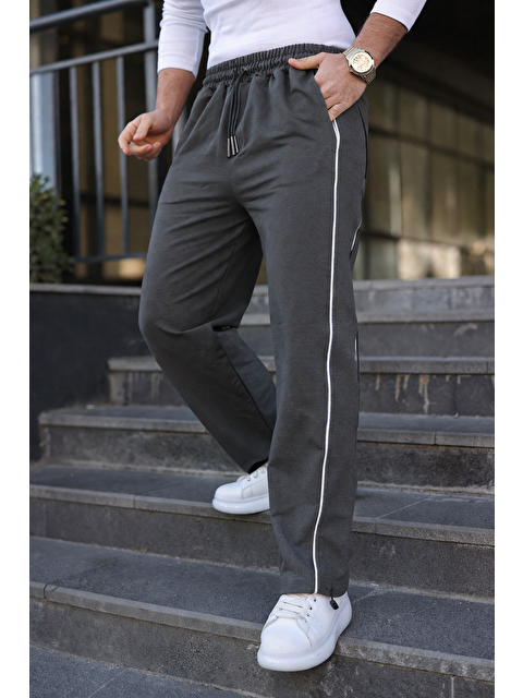 Comstar Erkek Günlük Yazlık Çizgili Bol Füme Eşofman Altı