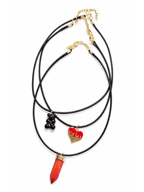 New Obsessions Kırmızı Rüyası Choker Tasma Kolye 3'lü Paket - S000497111-37434