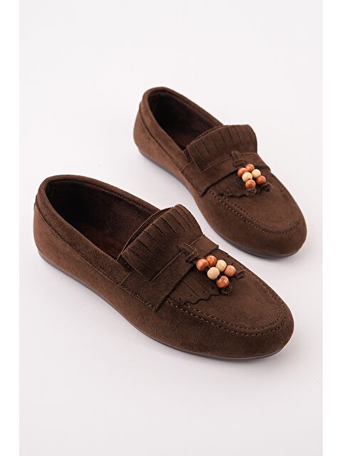 Muggo FAWN Renkli Boncuk Detaylı Kadın Günlük Loafer Ayakkabı - S000531566-19413