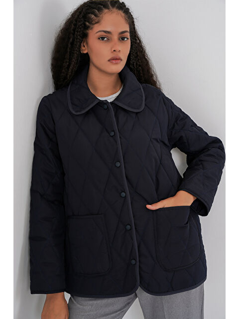 Bigdart Kadın Kapitone Oversize Mont 5226 - Lacivert - S000461378-21164