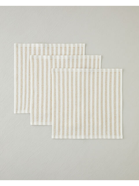 English Home Pure Plaid Pamuk Polyester 3'lü Kurulama Bezi 30x30 cm Bej