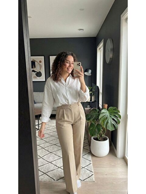 Jane's Kadın Yüksek Bel Pileli Palazzo Pantolon