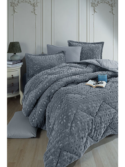Clasy Wellsoft Jakarlı Çift Kişilik Uyku Seti Babil Gri - S000291926-20600