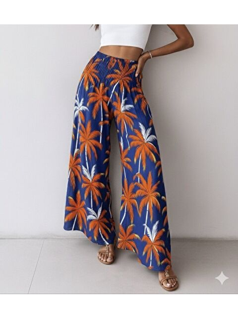 Jane's Kadın Yüksek Bel Lastikli Desenli Süprem Pantolon