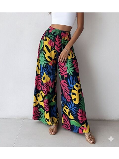 Jane's Kadın Yüksek Bel Lastikli Desenli Süprem Pantolon