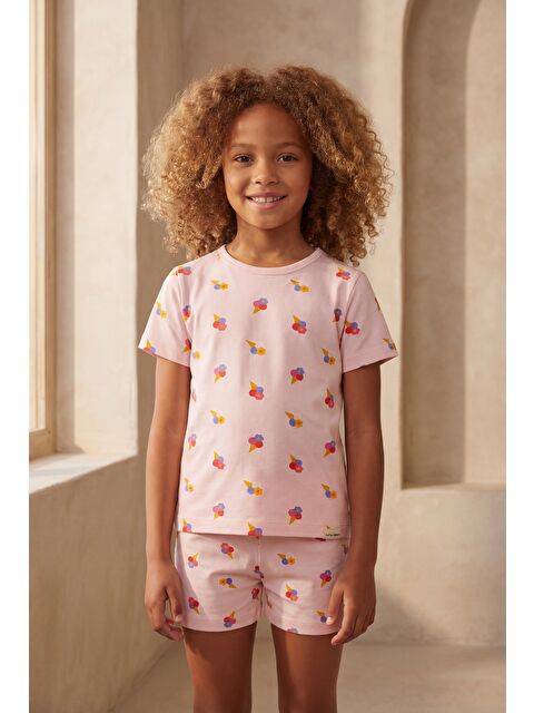Katia And Bony Kız Çocuk Floral Outburst Dondurma Desenli Paketli Şortlu Pijama Takımı - S000530527-20024