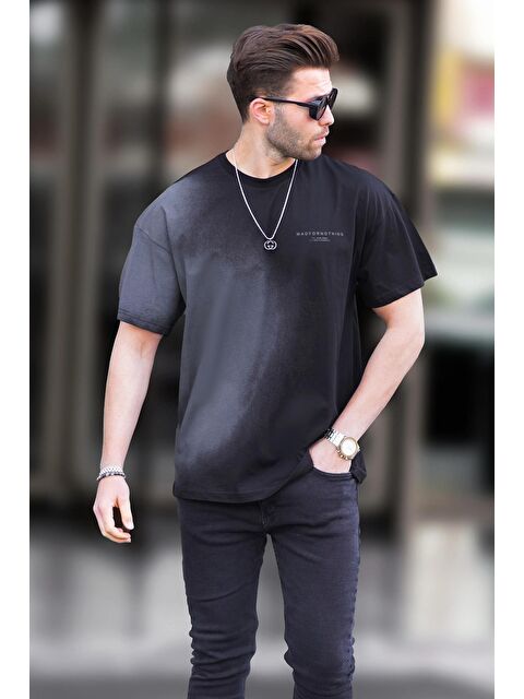 Madmext Siyah Baskılı Bisiklet Yaka Erkek %100 Pamuk Tişört 7028 - S000205620-19351