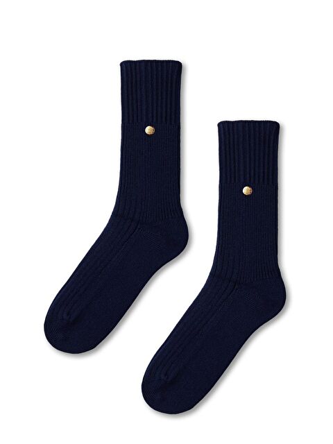 Katia And Bony Unisex Lacivert Renkli Zımbalı Viskon Triko Soket Çorap - S000137104-21164