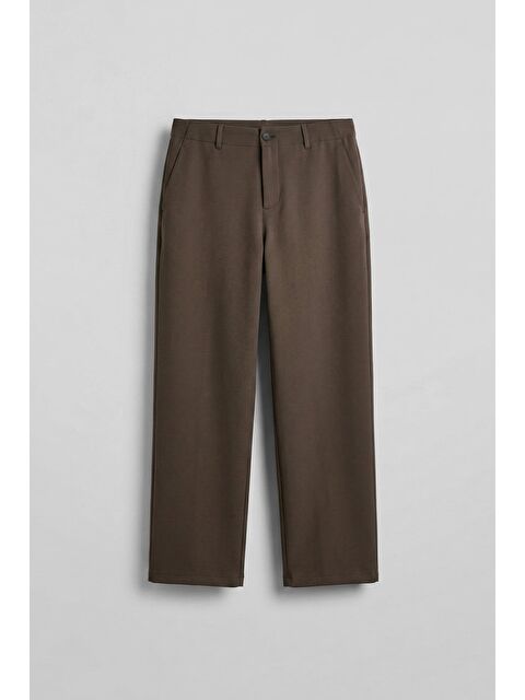 Abluka Online Erkek Smart Casual Bol Paça Relaxed Fit Pantolon Kahverengi