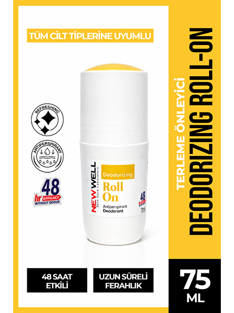 New Well Deodorizing Roll On Terleme Önleyici Koltuk Altı Roll On (Sarı) 75 ML