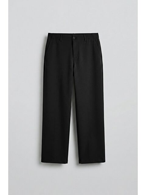 Abluka Online Erkek Smart Casual Bol Paça Relaxed Fit Pantolon Siyah