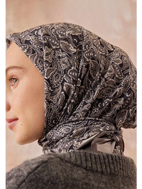Fresh Scarfs Paısley Desen Pamuk İpek Eşarp Siyah - S000458369-19351