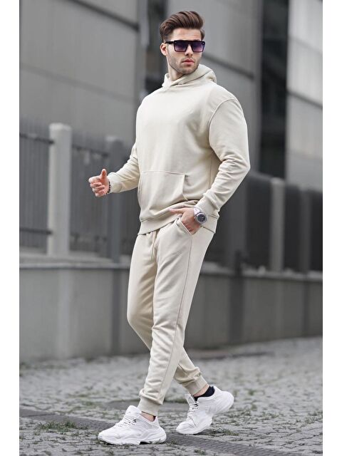 Madmext Bej Kapüşonlu Basic Eşofman Takımı 5928 - S000445043-19928
