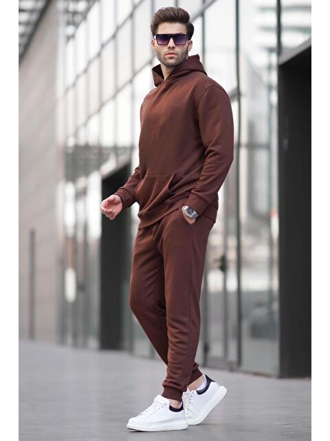 Madmext Acı Kahve Kapüşonlu Basic Eşofman Takımı 5928 - S000445043-28102
