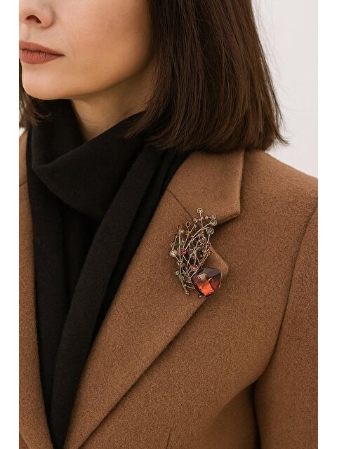 New Obsessions Sonsuzluk Dalı Büyük Taşlı Broş Yaka İğnesi - S000486950-20045