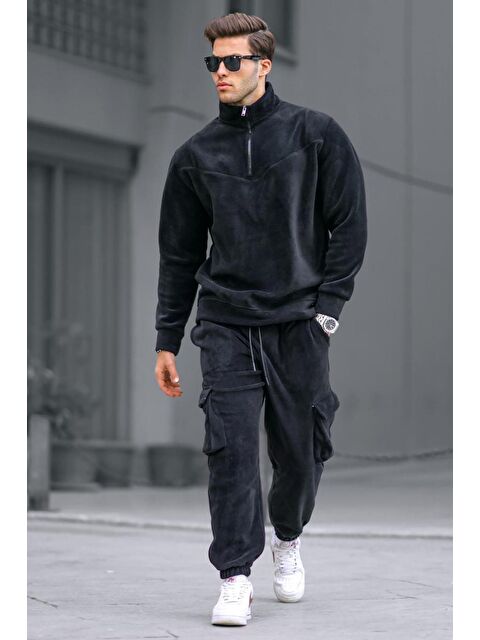 Madmext Siyah Fermuar Yaka Polar Erkek Eşofman Takımı 5931 - S000445044-19351