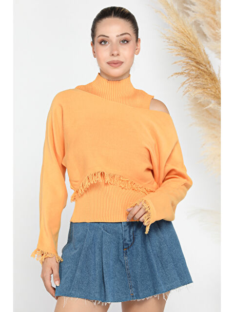 Gülseli Fitilli Bluz Crop Kazak Kombinli Tirko İkili Takım - S000289831-7379