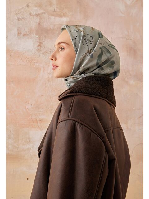 Fresh Scarfs Hera Desen Pamuk İpek Eşarp Mint Yeşili - S000423036-34927
