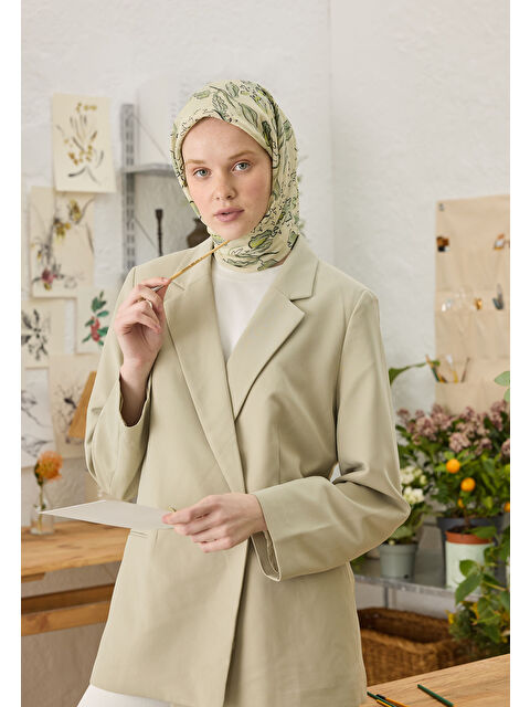 Fresh Scarfs Elora Desen Pamuk İpek Eşarp Yeşil - S000458374-18194