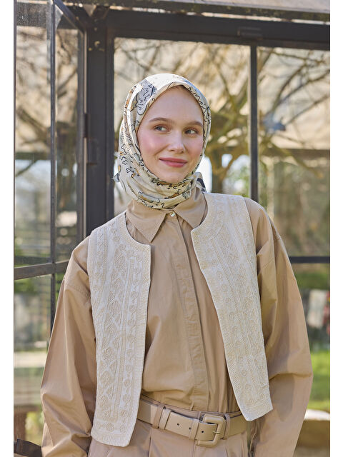 Fresh Scarfs Elora Desen Pamuk İpek Eşarp Adaçayı - S000458374-29488