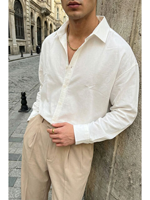 Livio Ferri Hive Premium Oversize Erkek Gömlek Kendinden Çizgili