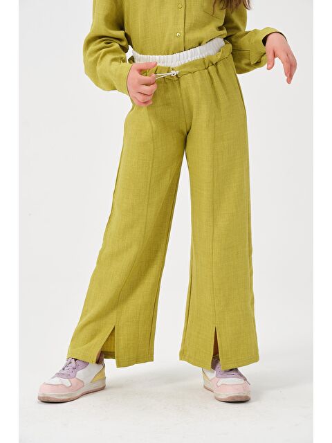 JAZZİEE Genç Kız Çocuk Kemer Garnili Bol Paça Pantolon - S000315716-16580
