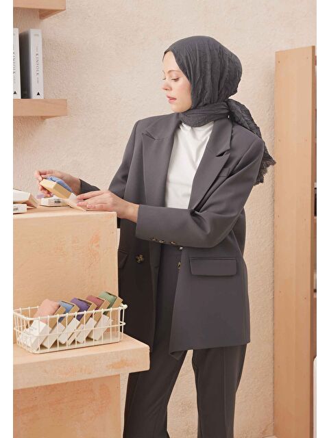 Fresh Scarfs Vual Crash Şal Koyu Grı - S000420273-1174