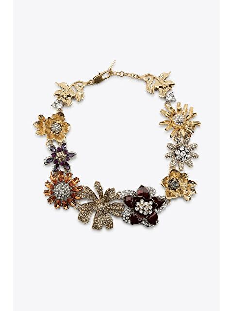 New Obsessions Marka Çiçekler, Yapay Elmaslar Ve Simlerle Süslenmiş Mücevher Kolye - S000486953-20076