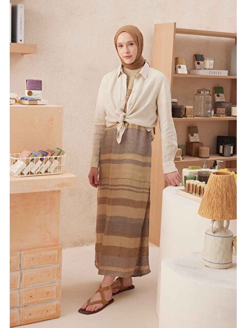 Fresh Scarfs Vual Crash Şal Latte - S000420273-20637