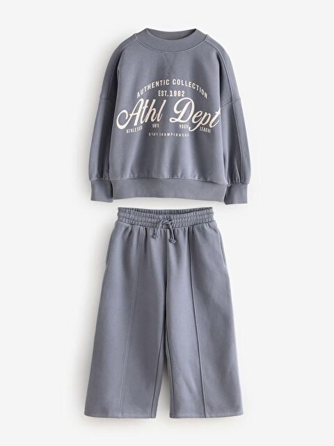 Monila Kız Çocuk Geniş Paça Baskılı 3 İplik Kumaş Altüst Takım - S000514771-20600