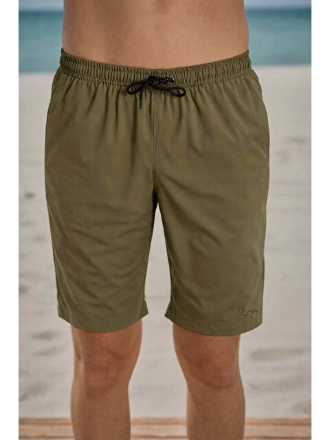 Remsa Mayo Spor Elastan Diz Üstü Kısa Erkek Deniz Havuz Şortu Mayo RKS-011 Haki Yeşil