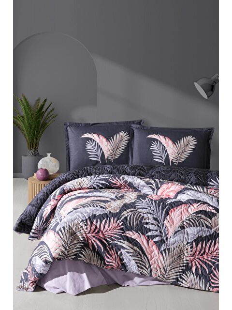 Clasy %100 Pamuk Çift Kişilik Dört Mevsim Set Hena Antrasit - S000158656-29666