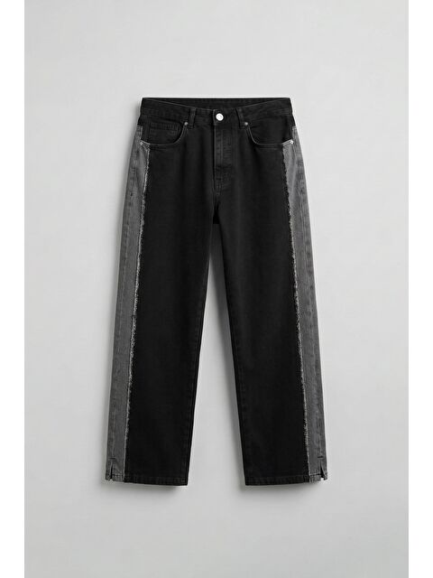 Abluka Online Erkek Süper Baggy Yan Panel Detaylı Jean Pantolon Siyah