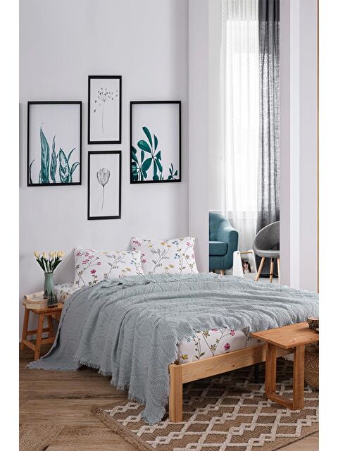 Çeyiz Diyarı Şalemar 4 Parça Çift Kişilik Pike Takımı Yeşil