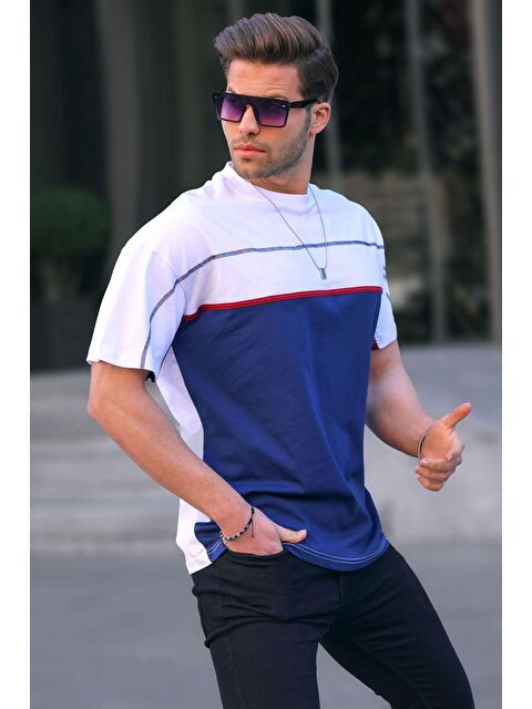 Madmext Ekru Renk Bloklu Erkek Tişört 5826 - S000130687-19965