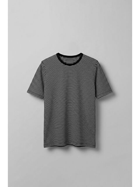 Abluka Online Erkek Regular Fit Çizgili Basic T-Shirt Siyah