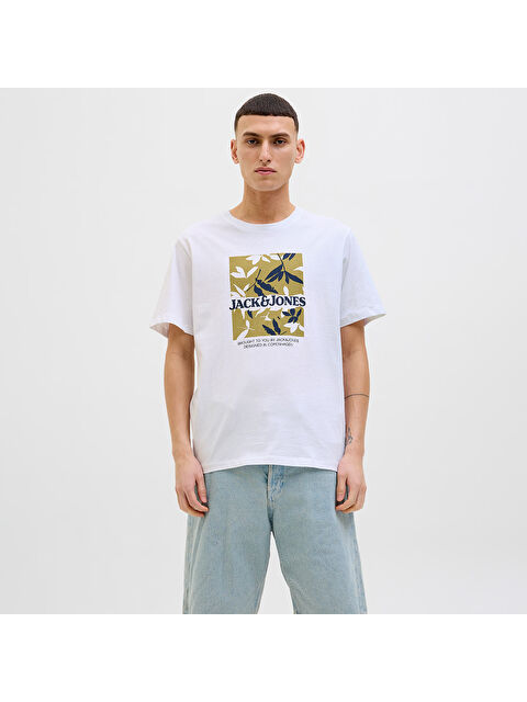 Jack & Jones Star Erkek Beyaz Yuvarlak Yaka Spor Tişört
