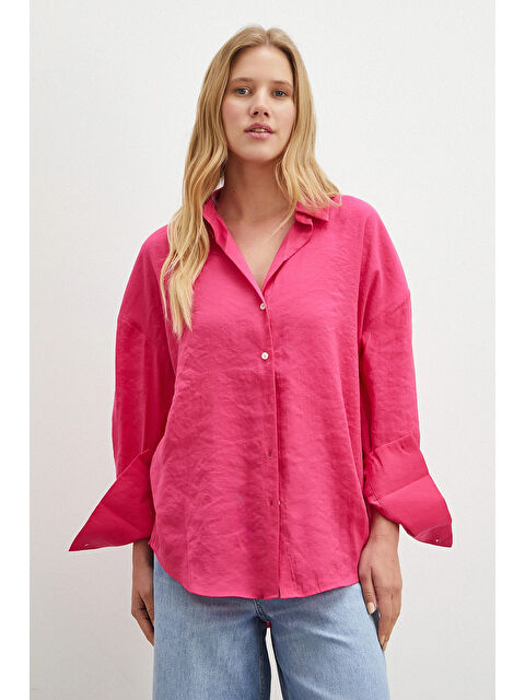 Never More Basic Modal Gömlek Fuşya