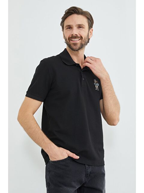 Fullamoda Aslan Nakışlı Polo Yaka Tişört